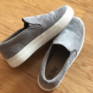 Gray slip ons